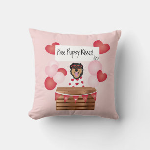 Free Puppy Kisses Valentine Dog Throw Pillow