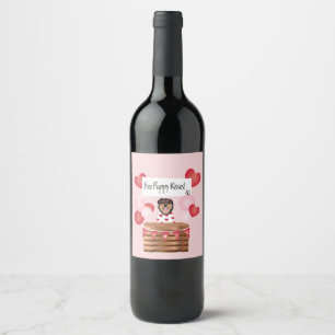 Free Puppy Kisses Valentine Dog Wine Label