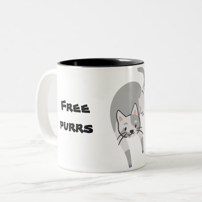 Free purrs and cuddles kitty voices Two-Tone coffee mug (Front Left)