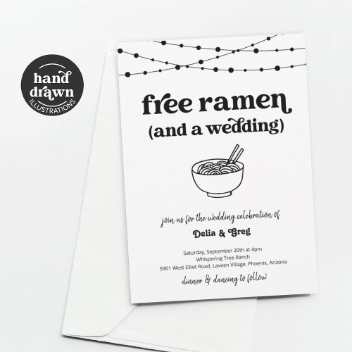 Free Ramen Funny Wedding Invitation