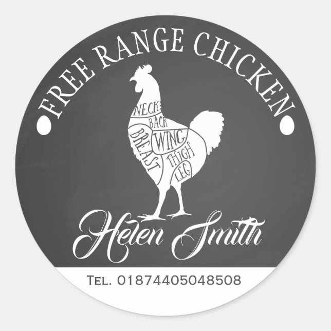 free range chicken butcher box Label farm shop (Front)
