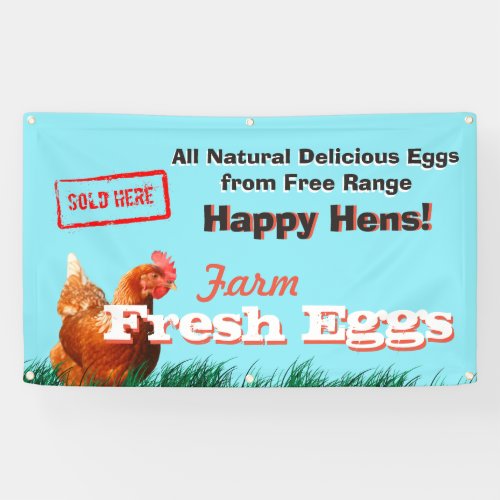 Free Range Chicken Eggs Sold Here Banner