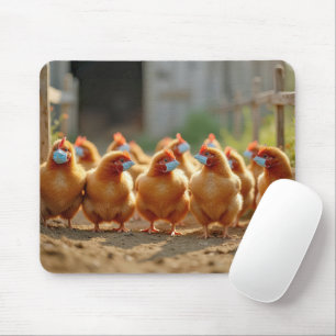 Free Range Chickens Wearing Face Masks Mouse Pad
