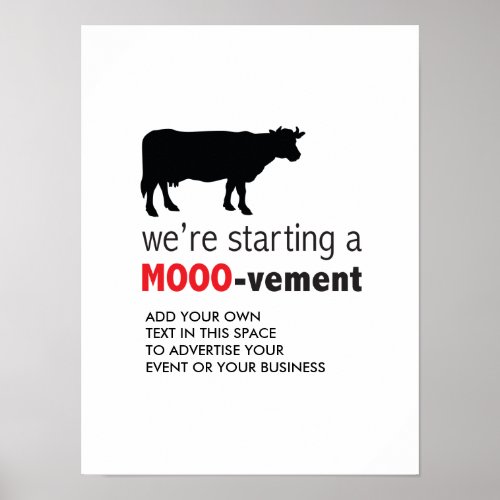 Free Range Dairy Farm Cow Lover Movement Poster
