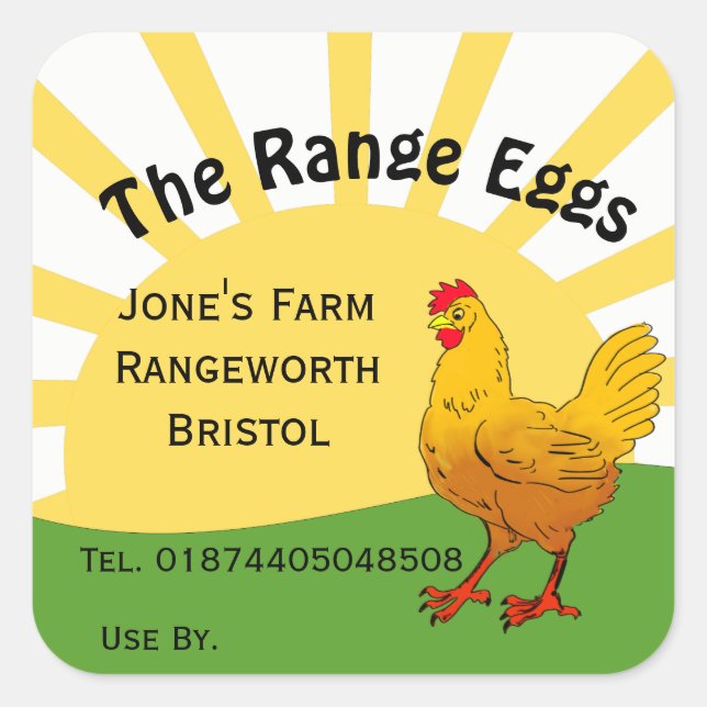 free range egg box sunrise farm shop square sticker (Front)