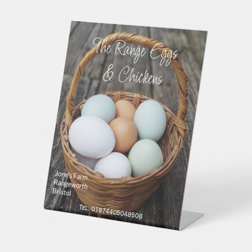 free range eggs chickens box Label farm shop Pedes Pedestal Sign