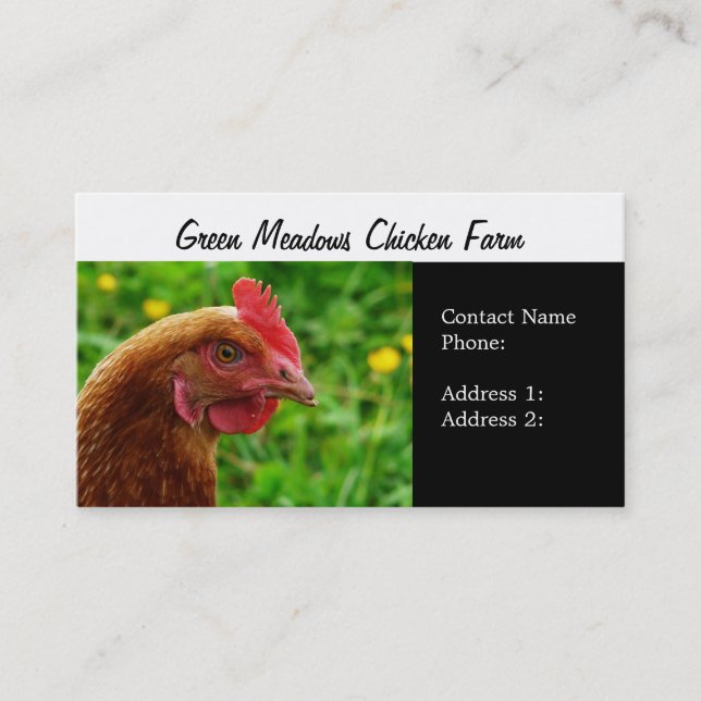 Free Range Eggs Hen  Business Cards (Front)