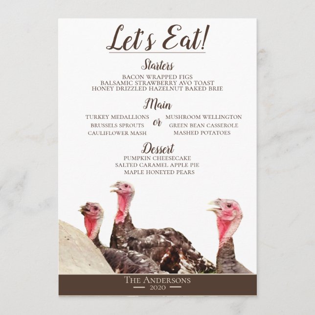 Free Range Farm Autumn Thanksgiving Menu Card (Front)