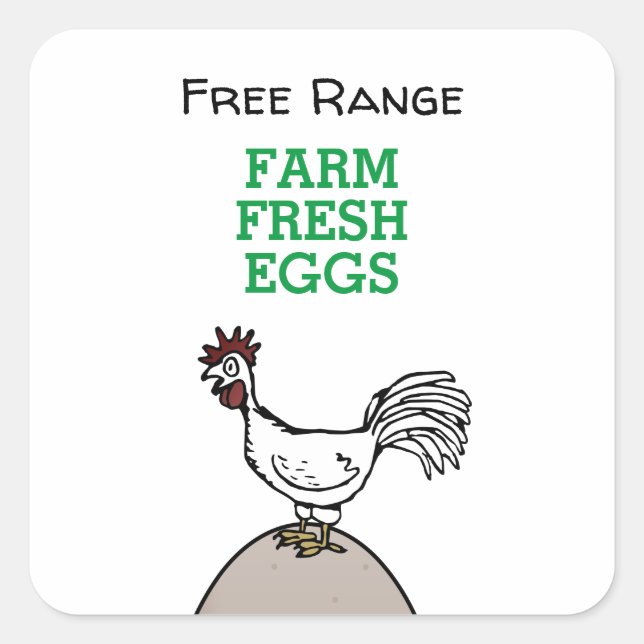 Free Range Farm Fresh Eggs Square Sticker (Front)