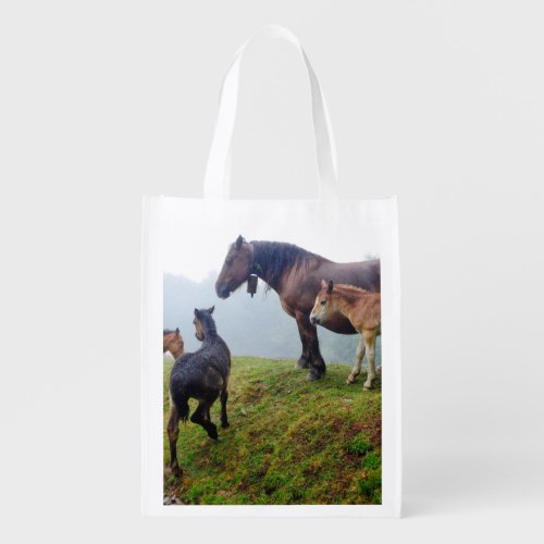 Free range horses grocery bag