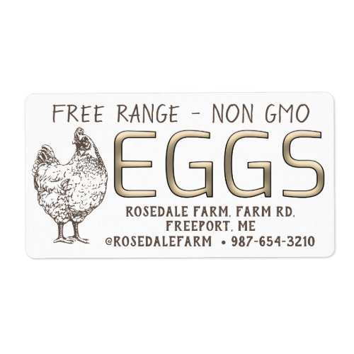 Free Range NON GMO Egg Carton Label Gold Embossed