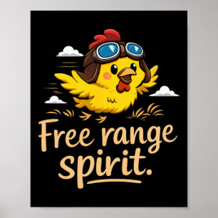 Free Range Spirit Cute Chicken With Aviator Goggle Poster