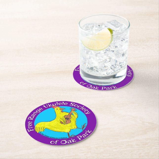 Free Range Ukulele Society Paper Coaster (Insitu)