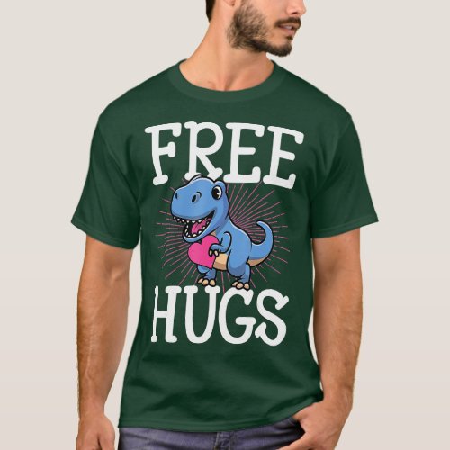 Free  Rex Hugs Funny Valentines Day Dinosaur Cute  T_Shirt