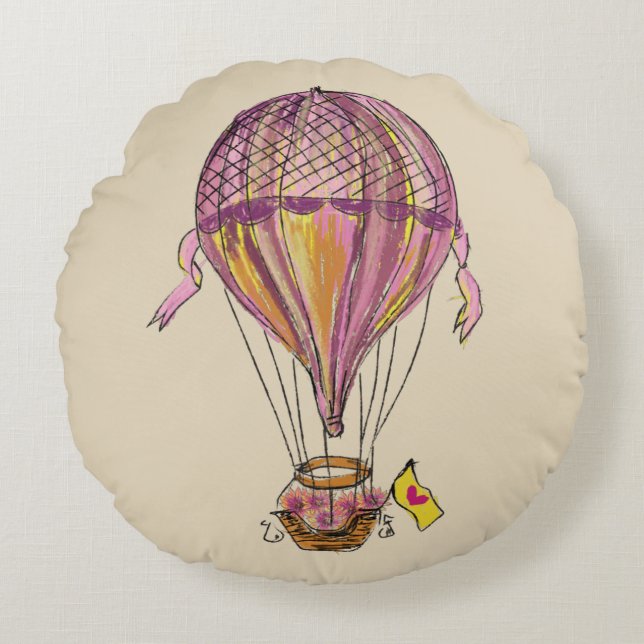 Free Ride Hotair balloon Round Pillow (Front)