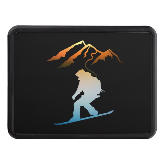 Free Rider, Sunset Skier Hitch Cover (Front)