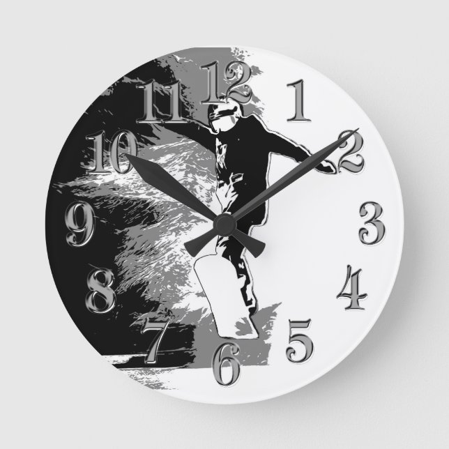 Free-riding - Snowboarder   Round Clock (Front)