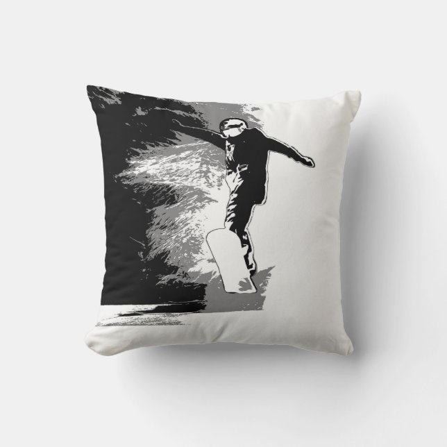Free-riding- Snowboarder  Throw Pillow (Front)