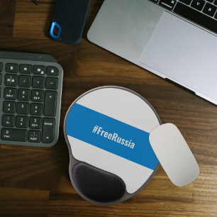 Free Russia - English - White Blue White Flag Gel Mouse Pad