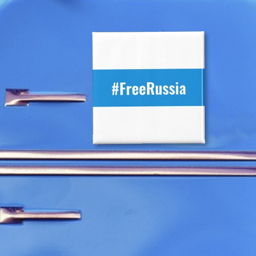 Free Russia _ English _ White Blue White Flag Magnet