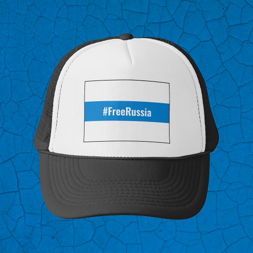 Free Russia _ English _ White Blue White Trucker Hat