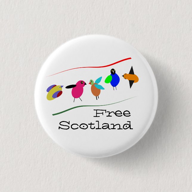 Free Scotland Cartoon Bird Pinback Button (Front)