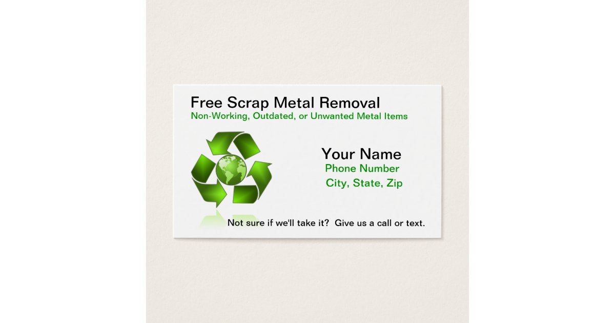 Free Scrap Metal Removal Business Card Zazzle
