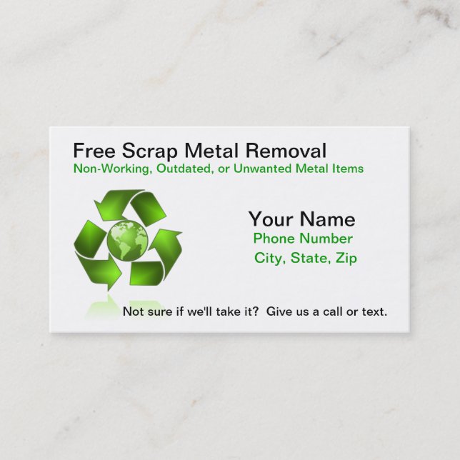 Free Scrap Metal Removal Business Card (Front)
