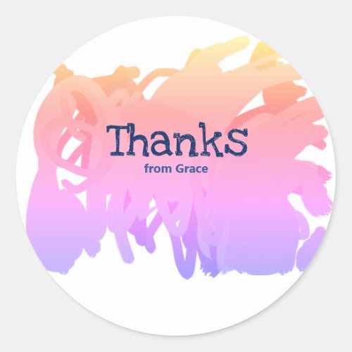 Free scribbling thank you classic round sticker
