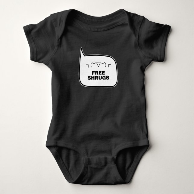 FREE SHRUGS Funny Kaomoji Japanese Emoticons  Baby Bodysuit (Front)