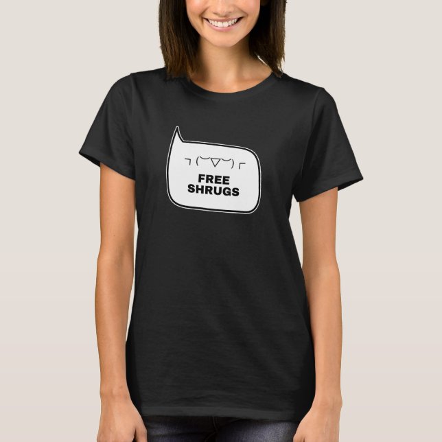 FREE SHRUGS Funny Kaomoji Japanese Emoticons T-Shirt (Front)