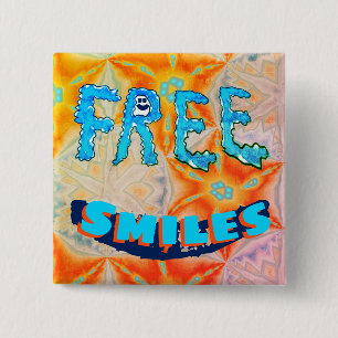 Free Smiles - Ice Fire Bright Colorful Button