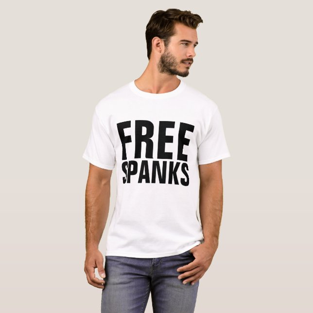 FREE SPANKS, Funny Men's T-shirts (Front Full)