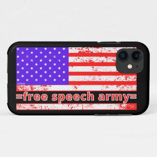 FREE SPEECH ARMY distressed american flag edition iPhone 11 Case