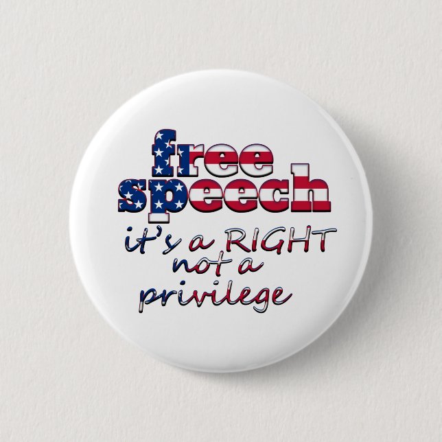 FREE SPEECH IS A RIGHT NOT A PRIVILEGE BUTTON (Front)