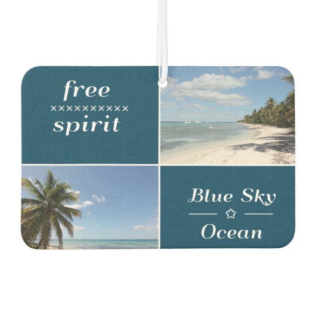 Free Spirit - Blue Sky and Ocean Caribbean Collage Air Freshener (Front)