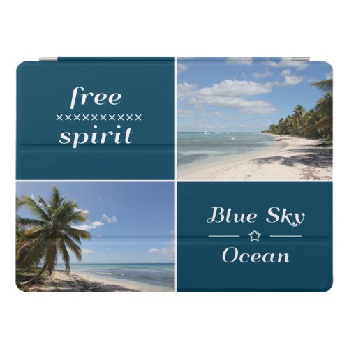 Free Spirit _ Blue Sky and Ocean Caribbean Collage iPad Pro Cover