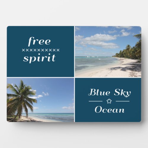 Free Spirit _ Blue Sky and Ocean Caribbean Collage Plaque