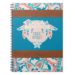 Free Spirit, Boho Faux Leather Notebook