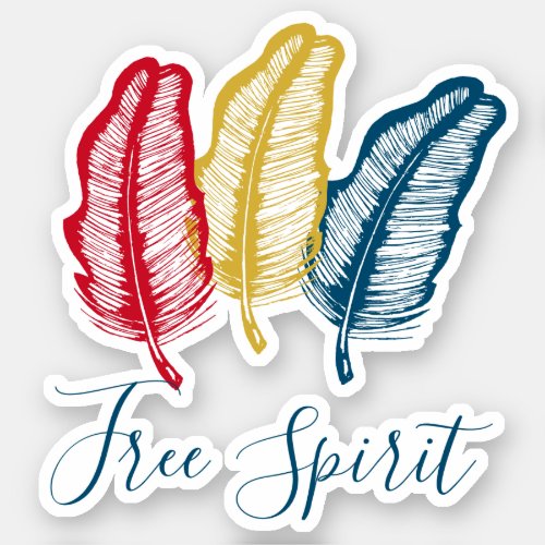 Free Spirit Boho Feathers Modern Trendy Cute Chic Sticker