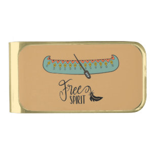 Free Spirit Canoe Gold Finish Money Clip