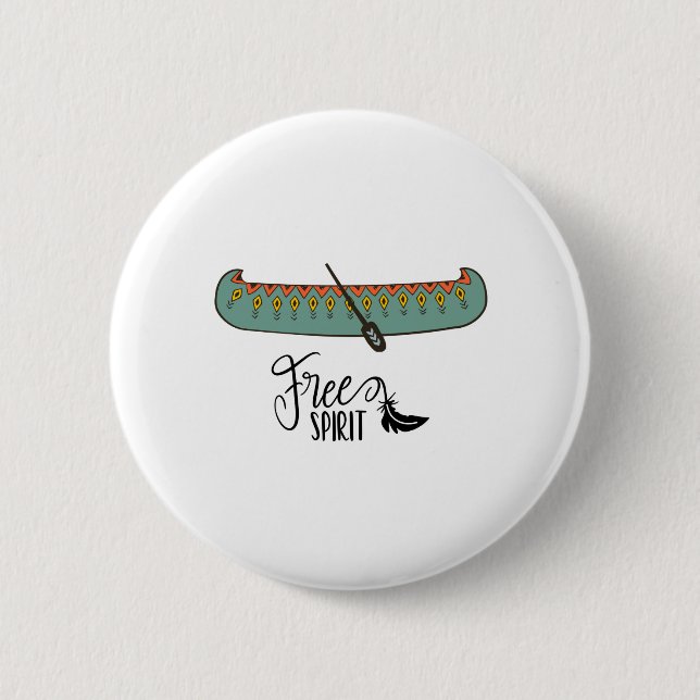 Free Spirit Canoe Pinback Button (Front)