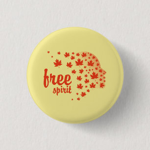Free spirit face, autumn button