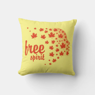 Free spirit face, autumn throw pillow