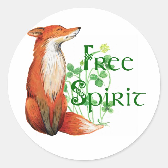 free spirit fox classic round sticker (Front)