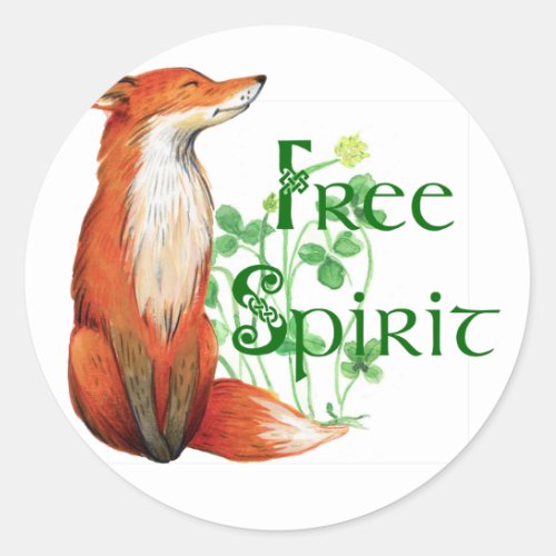 free spirit fox classic round sticker