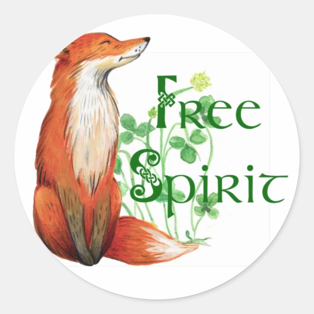 free spirit fox classic round sticker (Front)