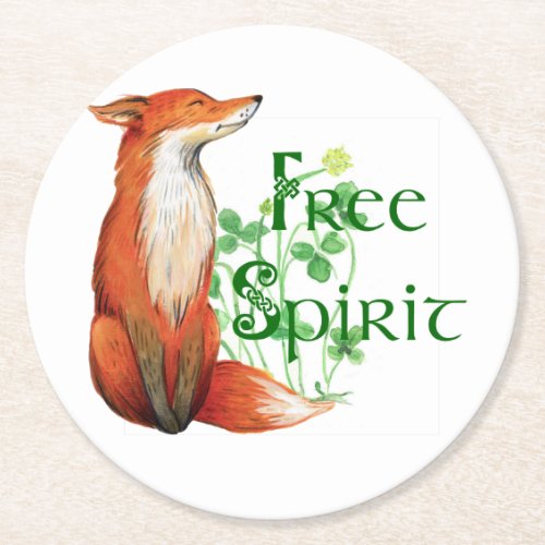 free spirit fox round paper coaster