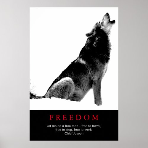 Free Spirit Motivational Wolf Poster