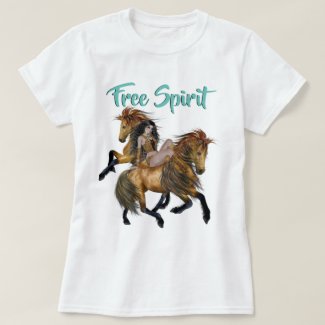 Free Spirit Native American Princess and Stallions T-Shirt